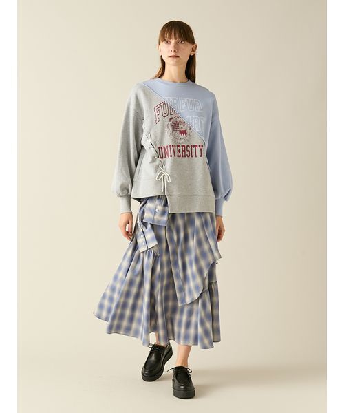 FURFUR（ファーファー）の「シャツドッキングチェックスカート（スカート・レディース・レッド/ブラック/ブルー・F）」の13枚目の写真