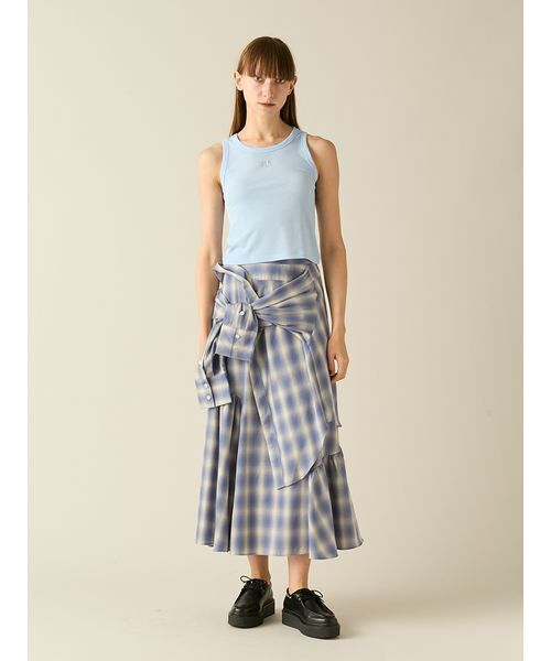 FURFUR（ファーファー）の「シャツドッキングチェックスカート（スカート・レディース・レッド/ブラック/ブルー・F）」の14枚目の写真
