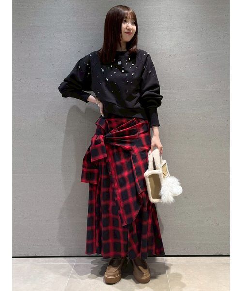 FURFUR（ファーファー）の「シャツドッキングチェックスカート（スカート・レディース・レッド/ブラック/ブルー・F）」の17枚目の写真