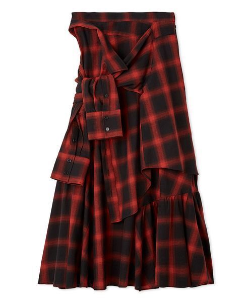 FURFUR（ファーファー）の「シャツドッキングチェックスカート（スカート・レディース・レッド/ブラック/ブルー・F）」の21枚目の写真