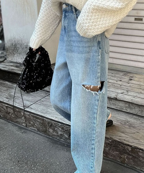 urge：（アージコロン ）の「【URGE：】サイド カット デニム パンツ（デニムパンツ・レディース・ブルー・SMALL/MEDIUM/LARGE/X-LARGE）」の3枚目の写真