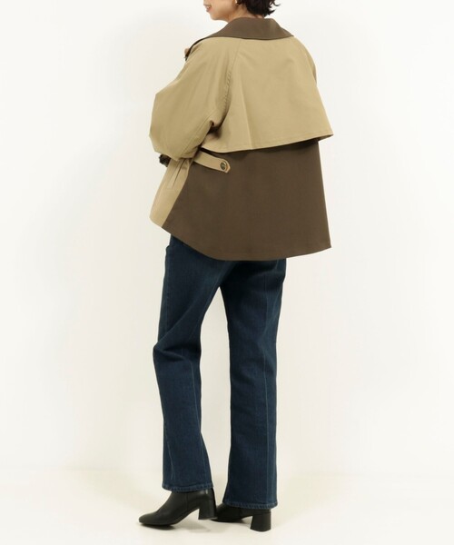 MICO COULIER（ミコクリエ）の「バイカラーショートトレンチコート（トレンチコート・レディース・チャコールグレー/キャメル・38）」の3枚目の写真