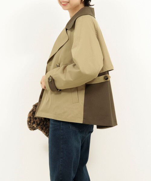 MICO COULIER（ミコクリエ）の「バイカラーショートトレンチコート（トレンチコート・レディース・チャコールグレー/キャメル・38）」の6枚目の写真