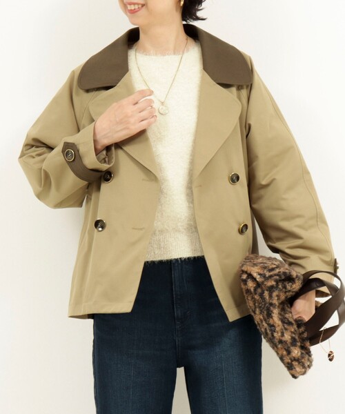 MICO COULIER（ミコクリエ）の「バイカラーショートトレンチコート（トレンチコート・レディース・チャコールグレー/キャメル・38）」の8枚目の写真