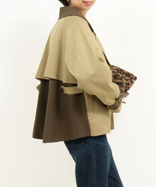MICO COULIER（ミコクリエ）の「バイカラーショートトレンチコート（トレンチコート・レディース・チャコールグレー/キャメル・38）」の9枚目の写真