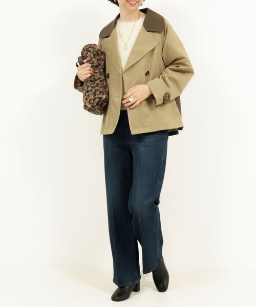 MICO COULIER（ミコクリエ）の「バイカラーショートトレンチコート（トレンチコート・レディース・チャコールグレー/キャメル・38）」の10枚目の写真