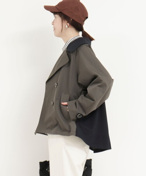 MICO COULIER（ミコクリエ）の「バイカラーショートトレンチコート（トレンチコート・レディース・チャコールグレー/キャメル・38）」の15枚目の写真