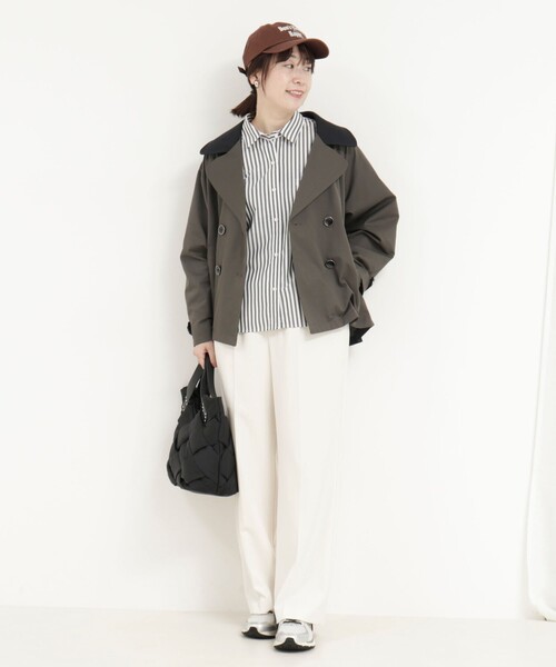 MICO COULIER（ミコクリエ）の「バイカラーショートトレンチコート（トレンチコート・レディース・チャコールグレー/キャメル・38）」の19枚目の写真