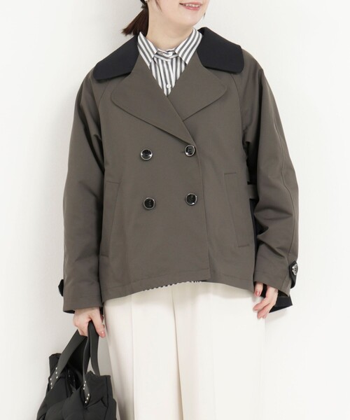 MICO COULIER（ミコクリエ）の「バイカラーショートトレンチコート（トレンチコート・レディース・チャコールグレー/キャメル・38）」の20枚目の写真