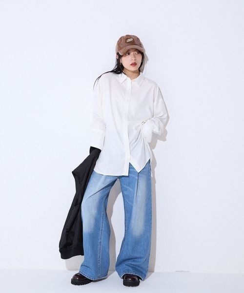 JEANASIS（ジーナシス）の「2WAYカフスシルキーシャツ/592532（シャツ/ブラウス・レディース・ホワイト/ブルー/レオパード/ベージュ・FREE）」の5枚目の写真