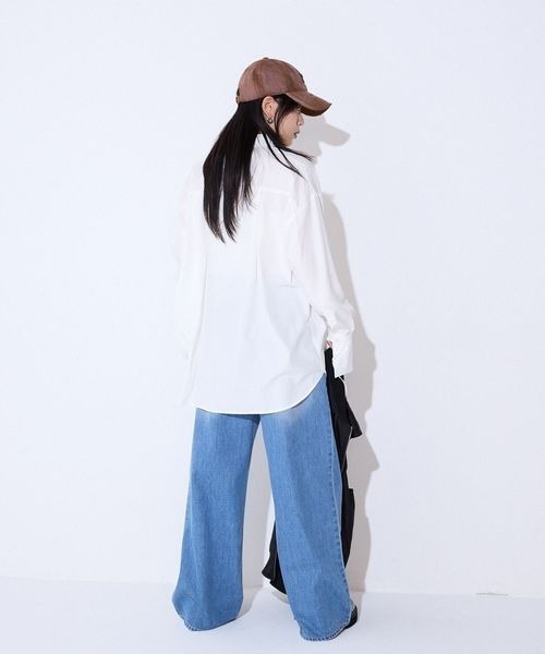 JEANASIS（ジーナシス）の「2WAYカフスシルキーシャツ/592532（シャツ/ブラウス・レディース・ホワイト/ブルー/レオパード/ベージュ・FREE）」の6枚目の写真