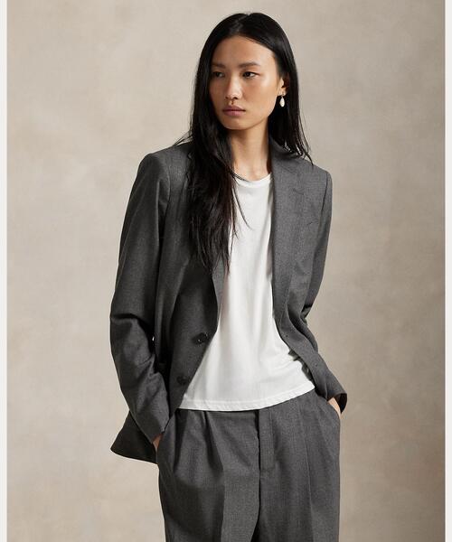 ポロラルフローレン　フランネル　ブレザー　ジャケット　グレー ウールブレンド フランネル ブレザー（テーラードジャケット）｜POLO