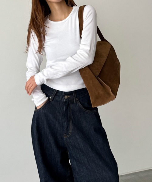 CANAL JEAN(キャナルジーン)の「El mar コットンレーヨンリブロングTシャツ(Tシャツ/カットソー・レディース・チャコールグレー/ブラック/ネイビー/ホワイト・ONE SIZE)」の1枚目の写真