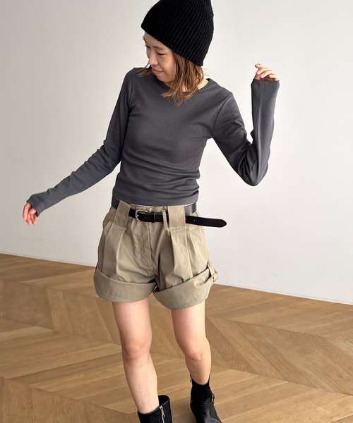 CANAL JEAN(キャナルジーン)の「El mar コットンレーヨンリブロングTシャツ(Tシャツ/カットソー・レディース・チャコールグレー/ブラック/ネイビー/ホワイト・ONE SIZE)」の3枚目の写真