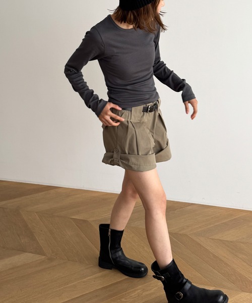 CANAL JEAN(キャナルジーン)の「El mar コットンレーヨンリブロングTシャツ(Tシャツ/カットソー・レディース・チャコールグレー/ブラック/ネイビー/ホワイト・ONE SIZE)」の5枚目の写真