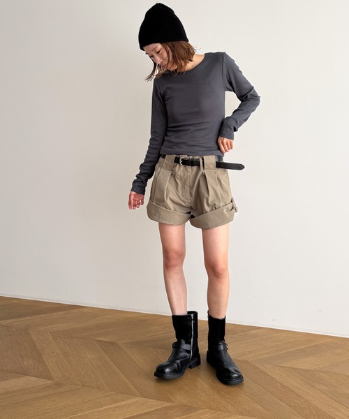 CANAL JEAN(キャナルジーン)の「El mar コットンレーヨンリブロングTシャツ(Tシャツ/カットソー・レディース・チャコールグレー/ブラック/ネイビー/ホワイト・ONE SIZE)」の7枚目の写真