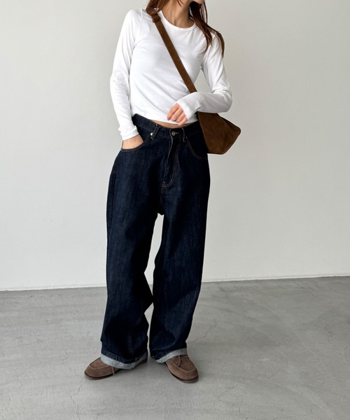 CANAL JEAN(キャナルジーン)の「El mar コットンレーヨンリブロングTシャツ(Tシャツ/カットソー・レディース・チャコールグレー/ブラック/ネイビー/ホワイト・ONE SIZE)」の9枚目の写真