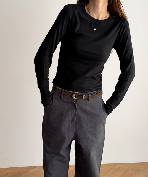 CANAL JEAN(キャナルジーン)の「El mar コットンレーヨンリブロングTシャツ(Tシャツ/カットソー・レディース・チャコールグレー/ブラック/ネイビー/ホワイト・ONE SIZE)」の10枚目の写真