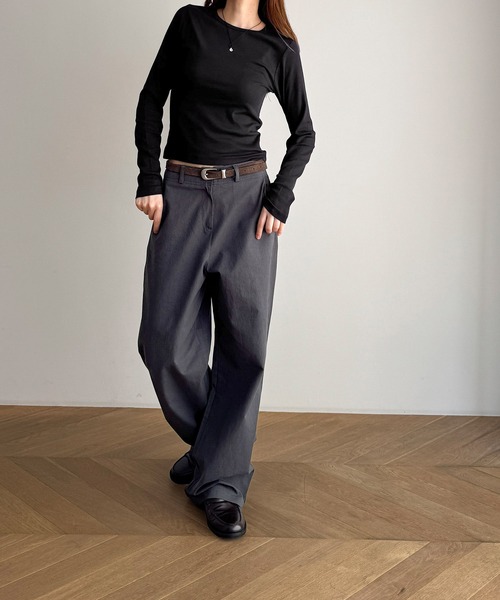 CANAL JEAN(キャナルジーン)の「El mar コットンレーヨンリブロングTシャツ(Tシャツ/カットソー・レディース・チャコールグレー/ブラック/ネイビー/ホワイト・ONE SIZE)」の12枚目の写真