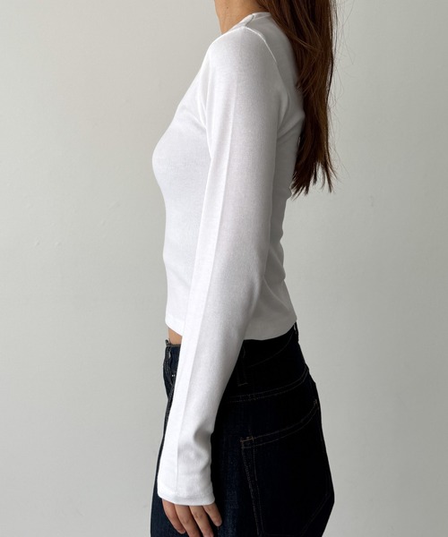 CANAL JEAN(キャナルジーン)の「El mar コットンレーヨンリブロングTシャツ(Tシャツ/カットソー・レディース・チャコールグレー/ブラック/ネイビー/ホワイト・ONE SIZE)」の16枚目の写真