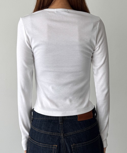 CANAL JEAN(キャナルジーン)の「El mar コットンレーヨンリブロングTシャツ(Tシャツ/カットソー・レディース・チャコールグレー/ブラック/ネイビー/ホワイト・ONE SIZE)」の17枚目の写真