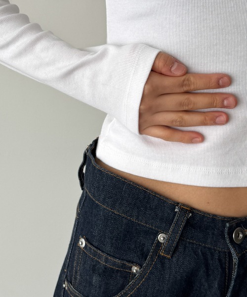 CANAL JEAN(キャナルジーン)の「El mar コットンレーヨンリブロングTシャツ(Tシャツ/カットソー・レディース・チャコールグレー/ブラック/ネイビー/ホワイト・ONE SIZE)」の19枚目の写真