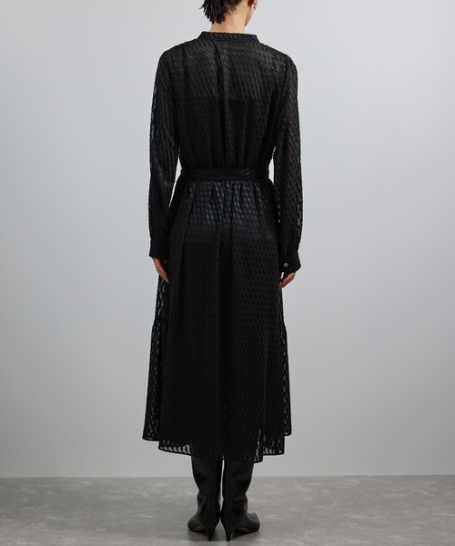 ROPE'（ロペ）の「【洗える】ロングスリーブワンピース（ジャガード/リーフプリント）【WEB・一部店舗限定】（ワンピース・レディース・ネイビー/ブラック・FREE）」の15枚目の写真