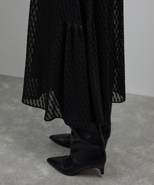 ROPE'（ロペ）の「【洗える】ロングスリーブワンピース（ジャガード/リーフプリント）【WEB・一部店舗限定】（ワンピース・レディース・ネイビー/ブラック・FREE）」の20枚目の写真