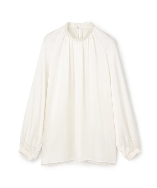 ウォッシャブルシルク シャーリングカラーブラウス（シャツ