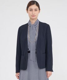 未使用タグ付　ポールスチュアート　ノーカラージャケット　Mネイビー　総裏 Paul Stuart｜ポールスチュアート（レディース）のノーカラー
