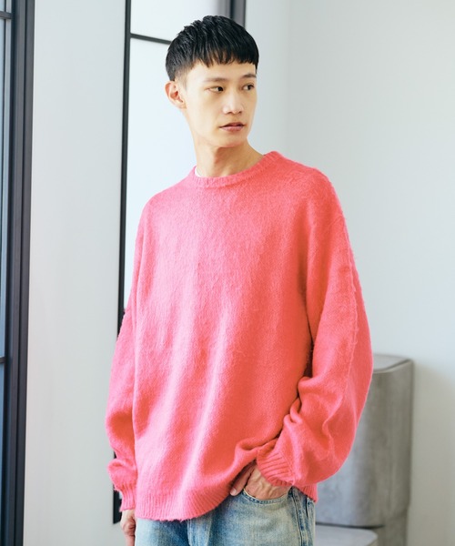 TOWNCRAFT（タウンクラフト）の「TOWNCRAFT / タウンクラフト SOLID SHAGGY CREW SWEATER 無地 ソリッド シャギー クルーセーター モヘアタッチ（ニット/セーター・メンズ・ブラック/チャコールグレー/ヘザーグレー/グリーン/ネイビー/ピンク・X-SMALL/SMALL/MEDIUM/LARGE）」の6枚目の写真