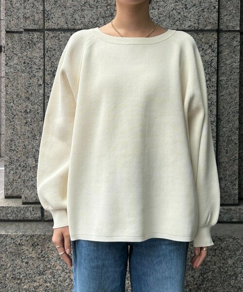 DouDou（ドゥドゥ）の「ストレッチヤーン片畦ポンチョニット（ニット/セーター・レディース・ブラック/オフホワイト/レッド/ベージュ・FREE）」の7枚目の写真