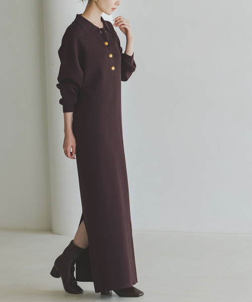 追加》ポロシャツニットワンピース（ワンピース）｜NOBLE（ノーブル