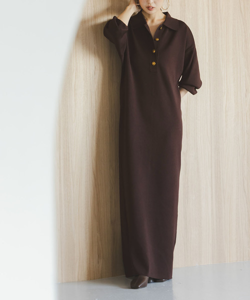 追加》ポロシャツニットワンピース（ワンピース）｜NOBLE（ノーブル