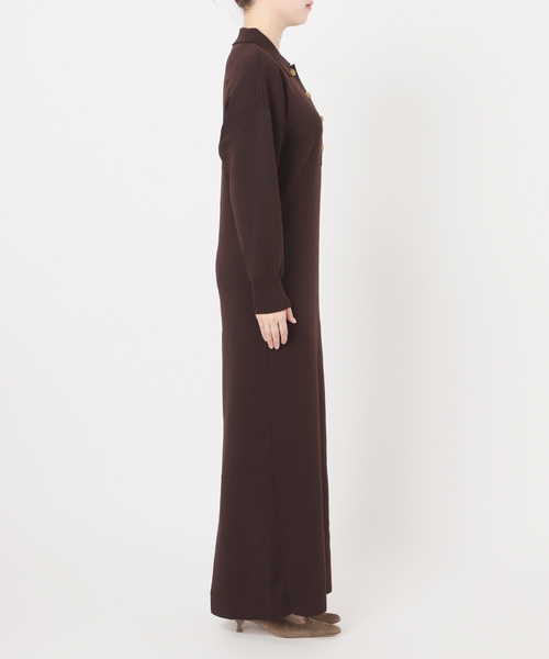 NOBLE ポロシャツニットワンピース　36 ブラウン Noble（ノーブル）の「《追加》ポロシャツニットワンピース