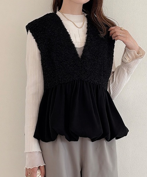 セール】前後2wayボアバルーンペプラムベスト（ベスト）｜JUNOAH