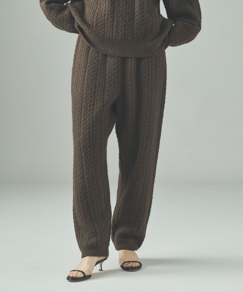 Curensology（カレンソロジー）の「Curensology(カレンソロジー)/シャギーケーブルニットパンツ（その他パンツ・レディース・ブラウン/オフホワイト・FREE）」の10枚目の写真