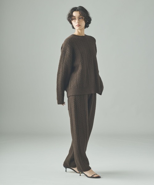 Curensology（カレンソロジー）の「Curensology(カレンソロジー)/シャギーケーブルニットパンツ（その他パンツ・レディース・ブラウン/オフホワイト・FREE）」の16枚目の写真