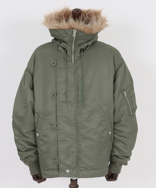 ADAM PATEK（アダムパテック）の「【ADAMPATEK/アダムパテック】N2B&N3B mix design  jacket（ミリタリージャケット・メンズ・ブラック/オリーブ・2/1）」の5枚目の写真