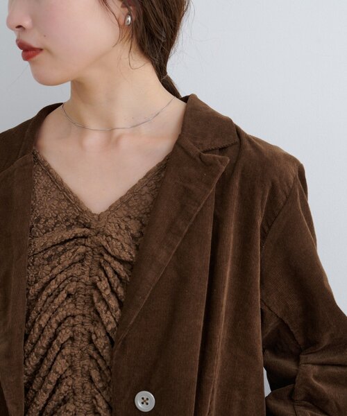 Kastane（カスタネ）の「【セットアップ対応】B コーデュロイジャケット（テーラードジャケット・レディース・ネイビー/ダークブラウン/キャメル・FREE）」の4枚目の写真
