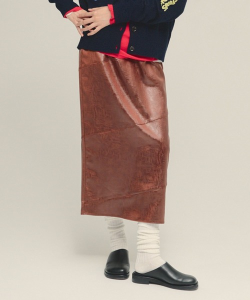 【eL】Faux Leather Skirt/591543