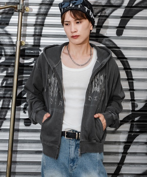 セール】刺しゅうロゴ ヴィンテージ加工 ショート丈 裏毛スウェット