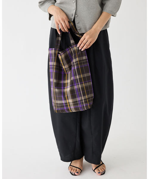 IENA（イエナ）の「GRUPPOCINQUEカラーチェックトート（トートバッグ・レディース・パープル・FREE）」の4枚目の写真