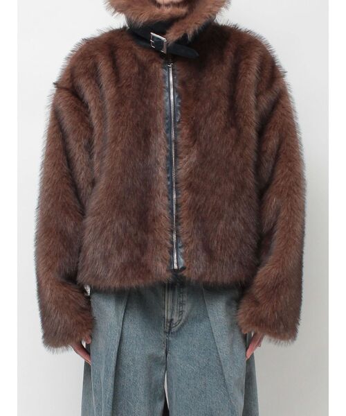 セール】【WEB限定】ベルトミドルファーコート（ブルゾン）｜jouetie