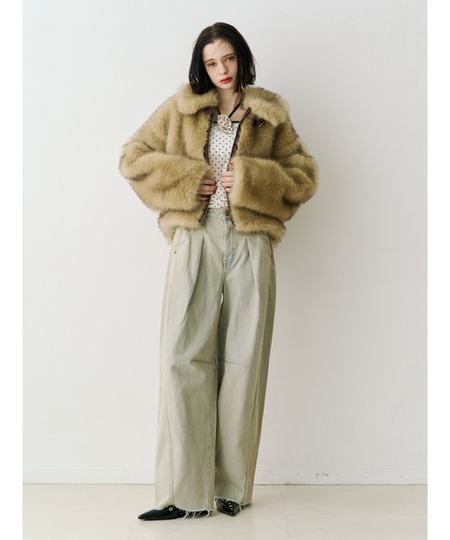 セール】【WEB限定】ベルトミドルファーコート（ブルゾン）｜jouetie