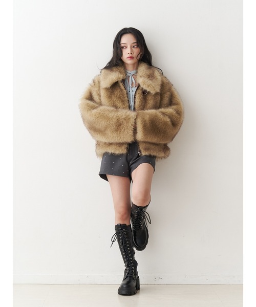 ベルトミドルファーコート　jouetie WEB限定】ベルトミドルファーコート（ブルゾン）｜jouetie