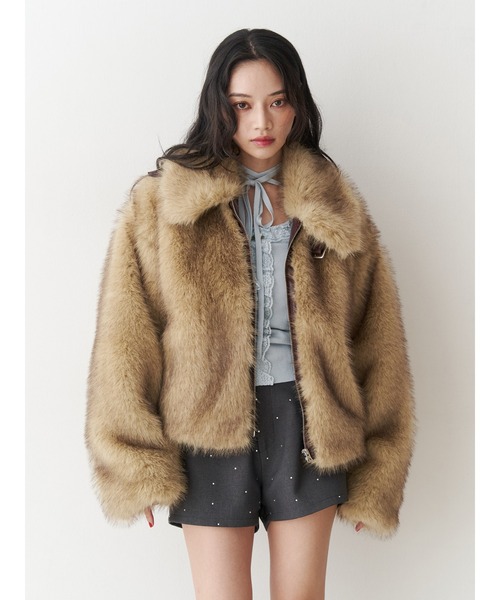 WEB限定】ベルトミドルファーコート（ブルゾン）｜jouetie