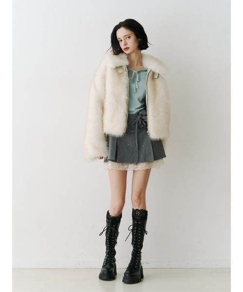 3月19日発送可能jouetie ベルトミドルファーコート WEB限定】ベルトミドルファーコート（ブルゾン）｜jouetie