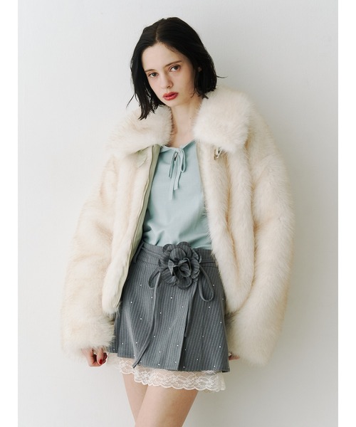 セール】【WEB限定】ベルトミドルファーコート（ブルゾン）｜jouetie