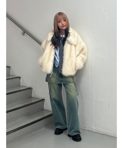 セール】【WEB限定】ベルトミドルファーコート（ブルゾン）｜jouetie